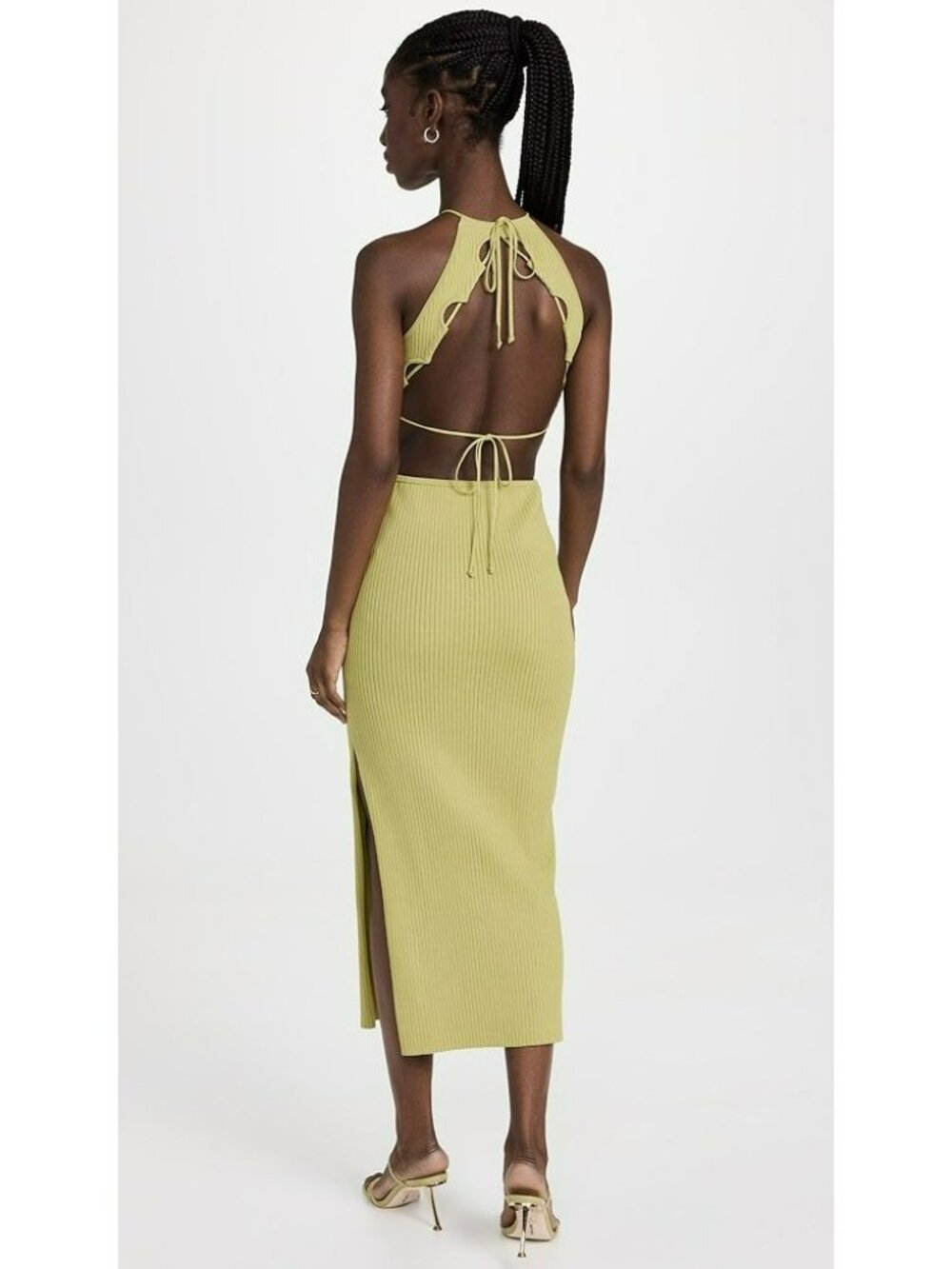 Significant Other Green Knit Midi Side Cut Out Open Back Dress Revolve Summer - Picture 4 of 15